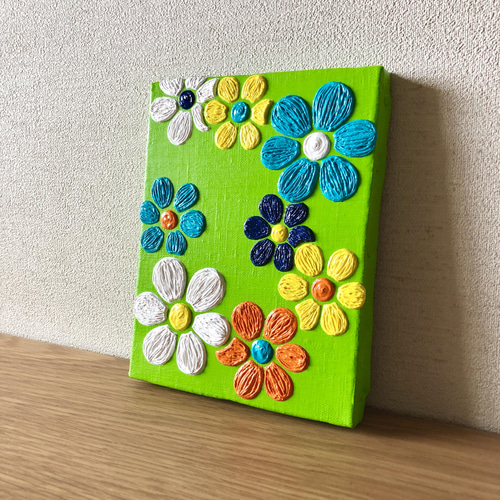原画】お花のキャンバスアート(イエローグリーン) 絵画 arata 原画】お花のキャンバスアート(イエローグリーン) 絵画 arata