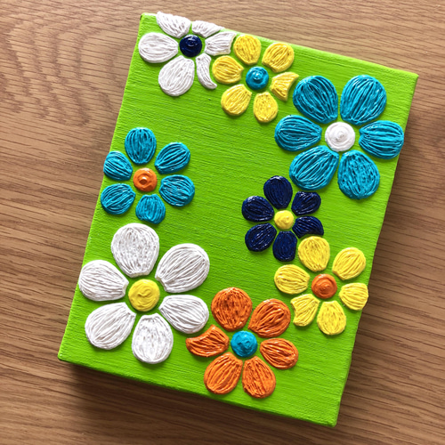 原画】お花のキャンバスアート（イエローグリーン） 絵画 arata