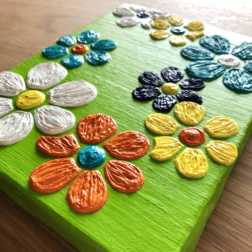 原画】お花のキャンバスアート（イエローグリーン） 絵画 arata kanako