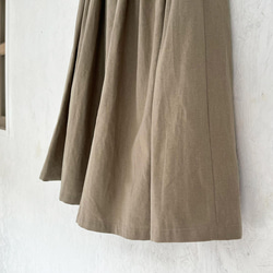 丈変更可 やわらかハーフリネンのミモレ丈ギャザースカート グレージュ nunono-03 9枚目の画像
