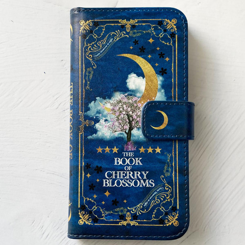 架空の洋書 夜桜の本 手帳型 iPhoneケース スマホケース 全機種対応 月