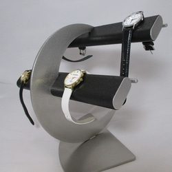 バレンタインプレゼント　ブラック革バンド専用三日月腕時計スタンド 　受注生産　No.170406 7枚目の画像