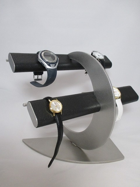 バレンタインプレゼント　ブラック革バンド専用三日月腕時計スタンド 　受注生産　No.170406 1枚目の画像