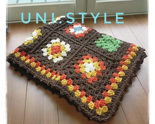 1996 平成レトロ　ブランケット　膝掛け　新品未使用 レトロモチーフ編みブランケット 膝掛け その他インテリア雑貨