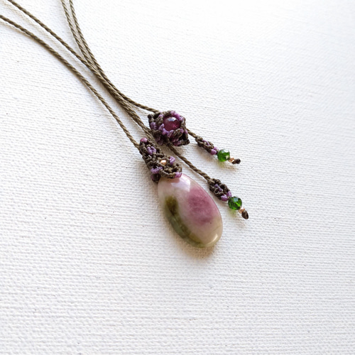 ♡ウォーターメロントルマリン・マクラメペンダント2ways ♡気まぐれ