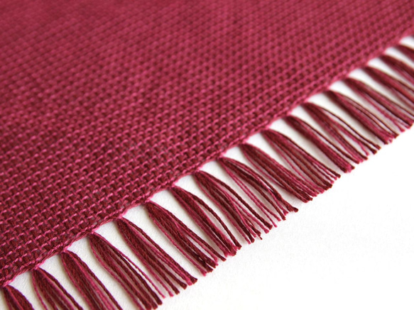 手織りコットン100%チクチクしないオールシーズンストール  ボルドーxローズピンク 7枚目の画像