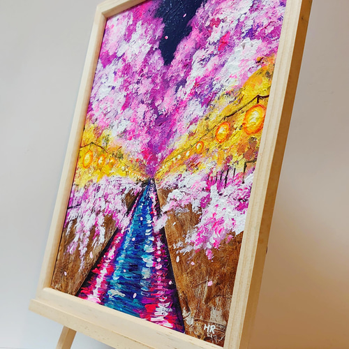 油絵 絵画 【夜桜の灯り】 絵画 HR 通販 13314220|Creema 油絵 絵画 【夜桜の灯り】 絵画 HR 通販 13314220|Creema