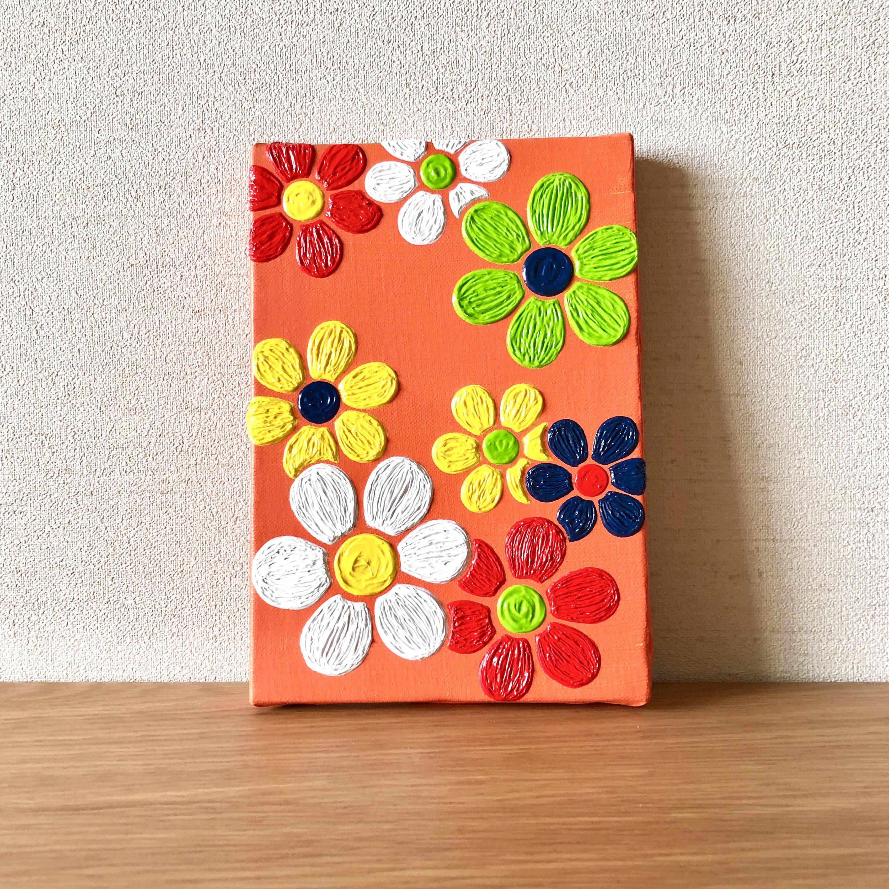 原画】お花のキャンバスアート（オレンジ） 絵画 arata kanako