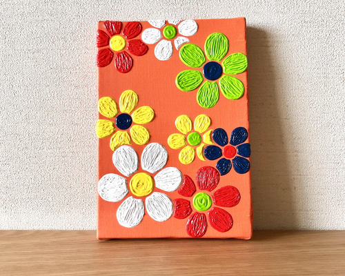 原画】お花のキャンバスアート（オレンジ） 絵画 arata kanako