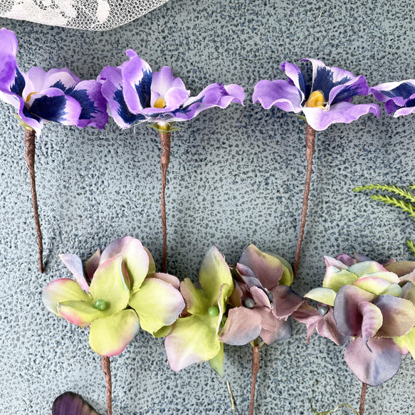 ❁Head Dress❁紫パンジーのヘッドドレス【40126】 8枚目の画像