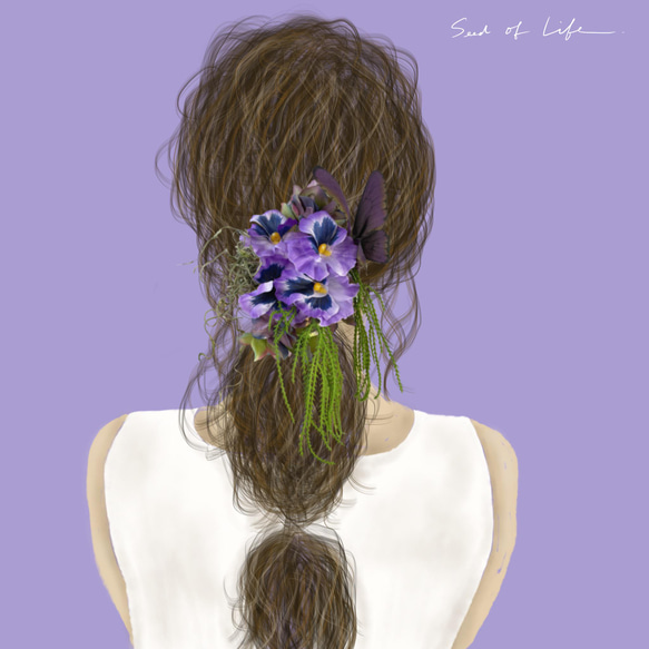 ❁Head Dress❁紫パンジーのヘッドドレス【40126】 5枚目の画像