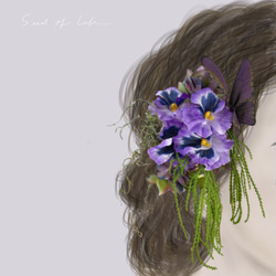 ❁Head Dress❁紫パンジーのヘッドドレス【40126】 6枚目の画像