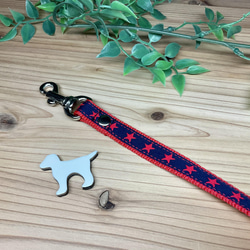犬　首輪＆リードセット　星柄　スター　ネイビー　レッド　小型犬　ハンドメイド 3枚目の画像