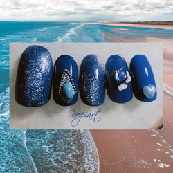 ネイビーマグネット♡ネイルチップ マグネットジェルネイル💅ネイルチップで長さ出し〜ネイル