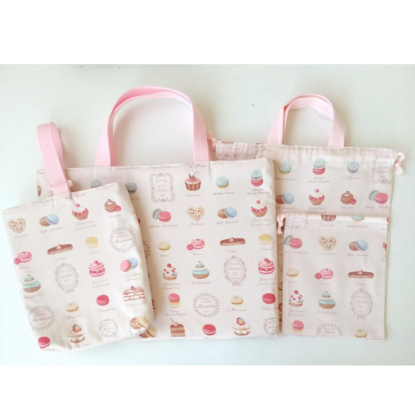 さくらんぼ 花柄 レッスンバッグ 上履き袋 体操着袋 給食袋 女子