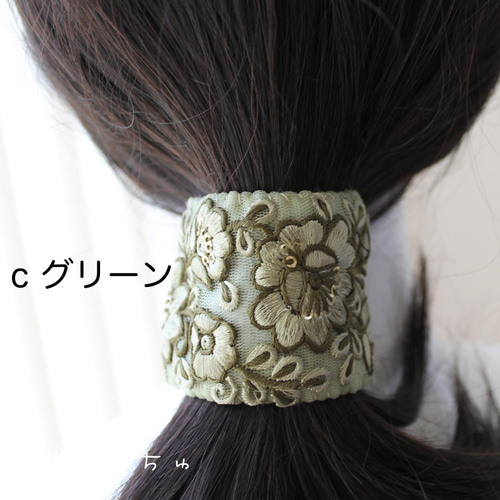 大人可愛いリボンロングポニーフック☆インド刺繍リボンLP6 大人可愛いリボンロングポニーフック☆インド刺繍リボンLP6