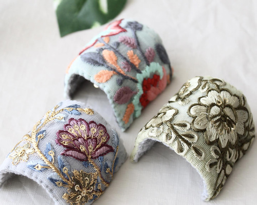 大人可愛いリボンロングポニーフック☆インド刺繍リボンLP6 インド刺繍リボン ポニーフック No.006 ポニーフック