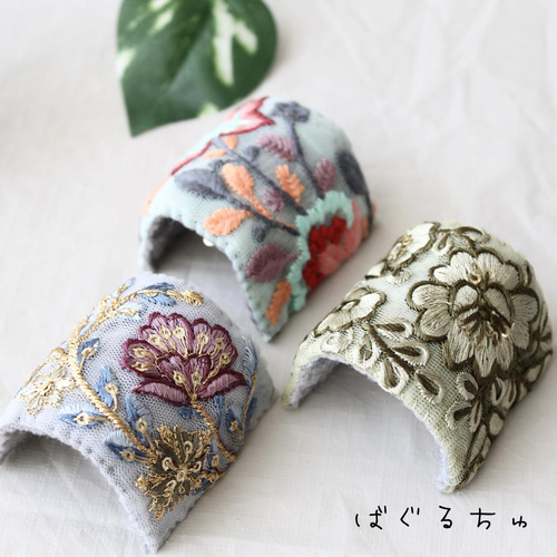 大人可愛いリボンロングポニーフック☆インド刺繍リボンLP6