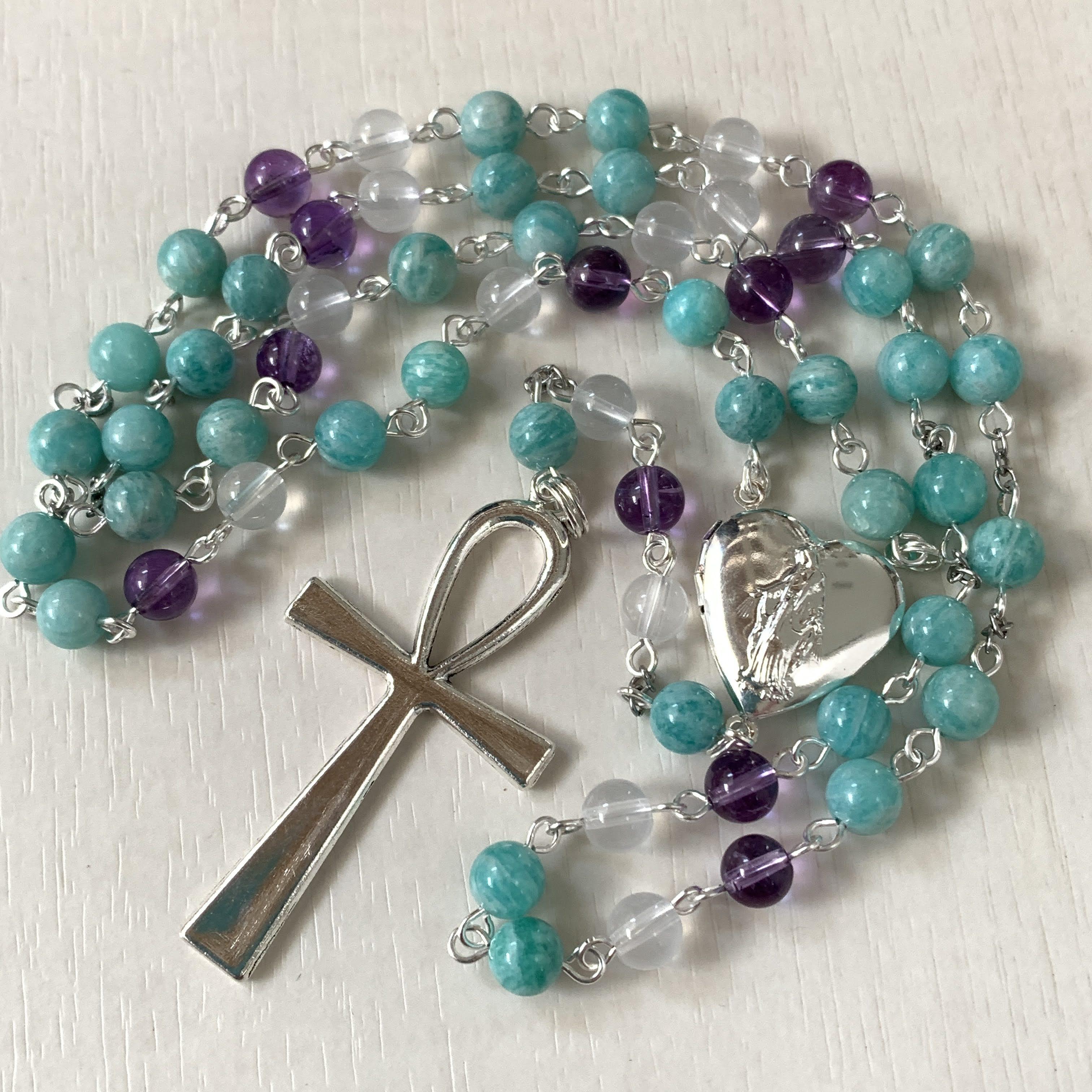 アマゾナイトのロザリオ（ロケット）