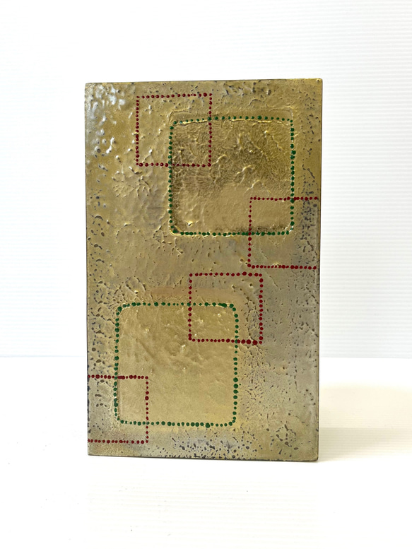 小さな作品　漆アートパネル　オブジェ　壁掛け　ゴールド　/ 「square」安定 4枚目の画像