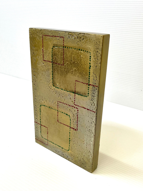 小さな作品　漆アートパネル　オブジェ　壁掛け　ゴールド　/ 「square」安定 5枚目の画像