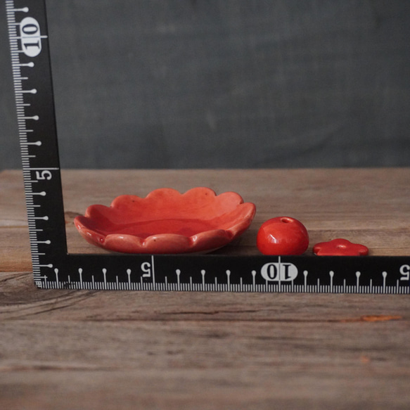 赤いお花皿のお香立て（一輪挿しにも・加湿器にも）　送料無料 8枚目の画像