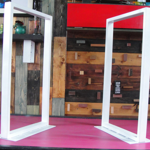 マットホワイトでアイアンな極細鉄脚♪ 40×400×650mm □型 2脚ver  