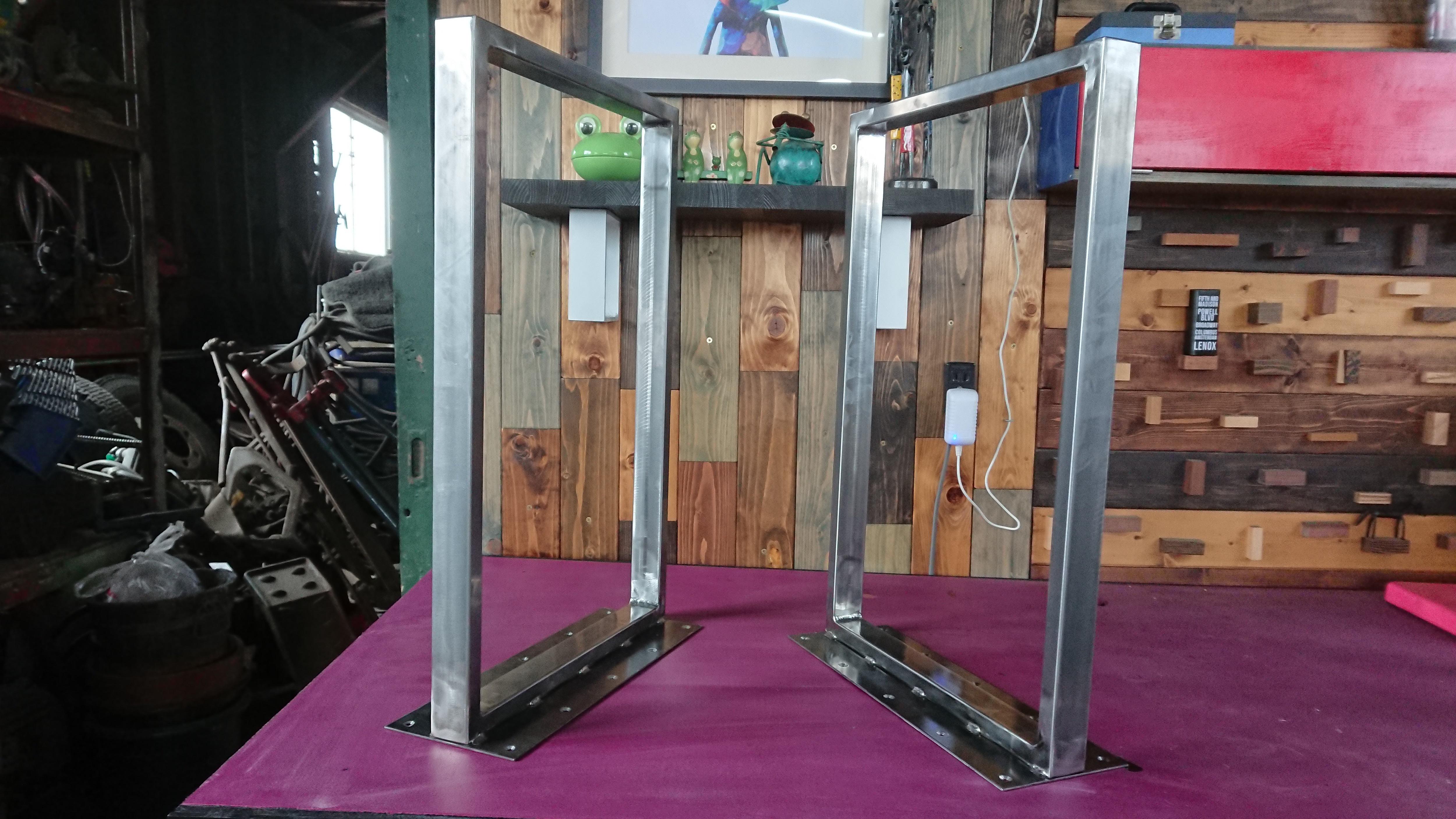 無塗装でアイアンな極細鉄脚♪ 40×400×650mm □型 2脚ver. ダイニングテーブル