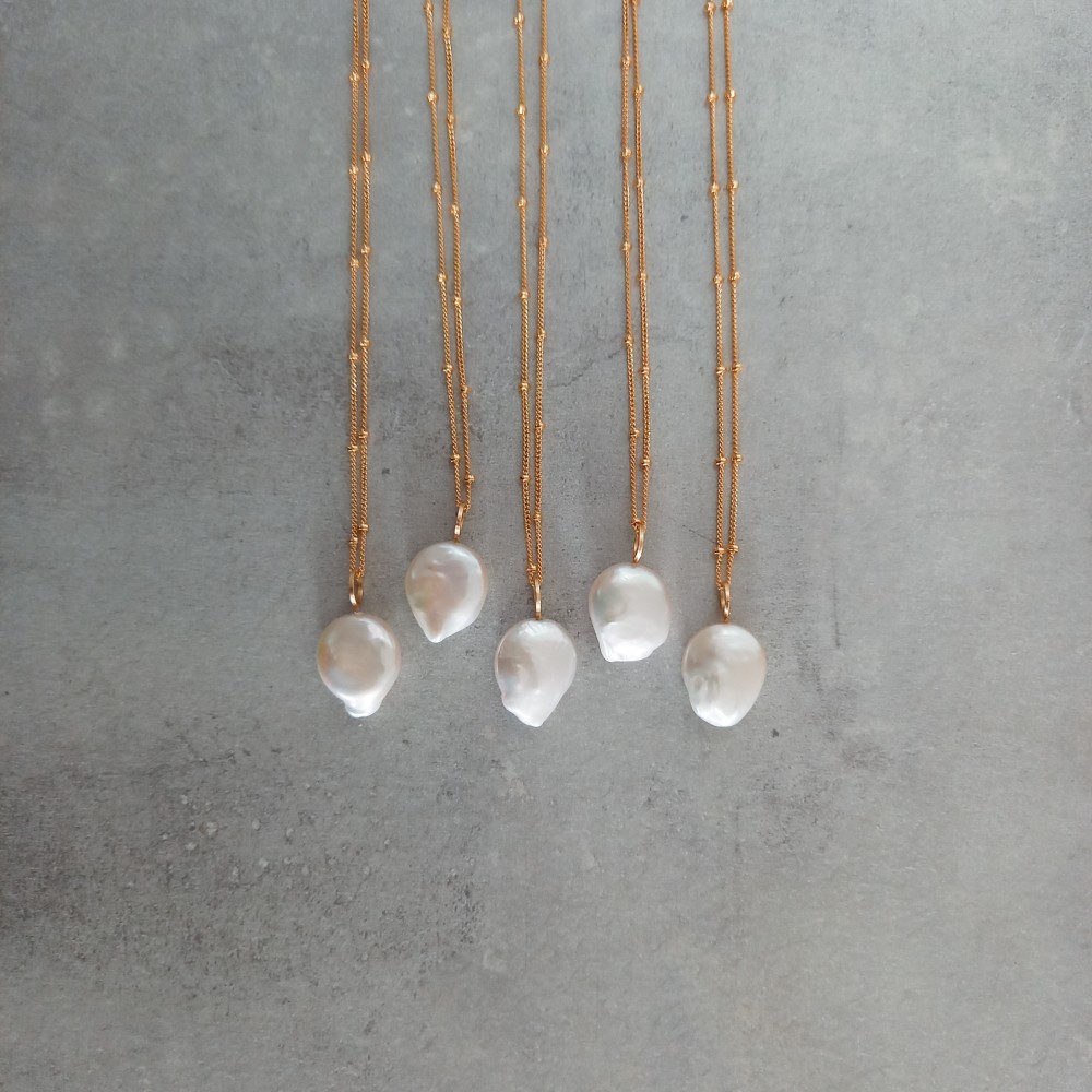 送料無料14kgf*Coin tail Pearls necklace