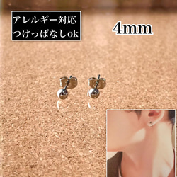 アレルギー対応☆ステンレス製シャカ玉ボールピアス　4mm 1枚目の画像