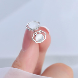 925の純銀製の小さなイヤリングはprehniteシンプルかつ絶妙なラウンドイヤリングヒスイの気質の結晶のイヤリングイヤ 5枚目の画像