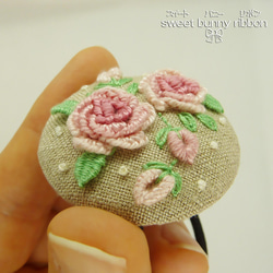 ブルーバラ刺繍♡3.7センチくるみボタンヘアゴム b8fd3313c9e9ef07f64d6596759bcd