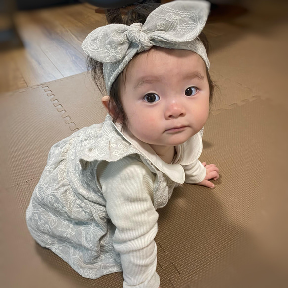 ❀春色❀花柄刺繍Wガーゼヘアバンド【ラウンドタイプ】 4枚目の画像