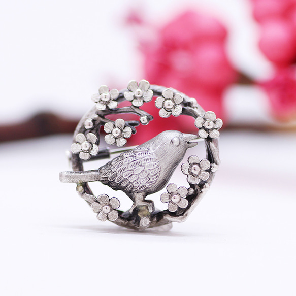 春告鳥（丸型）のシルバーブローチ ブローチ GINNEZU 通販