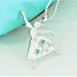 バレリーナ シルエット ペンダント バレエ「シルフィード」 エメラルド
