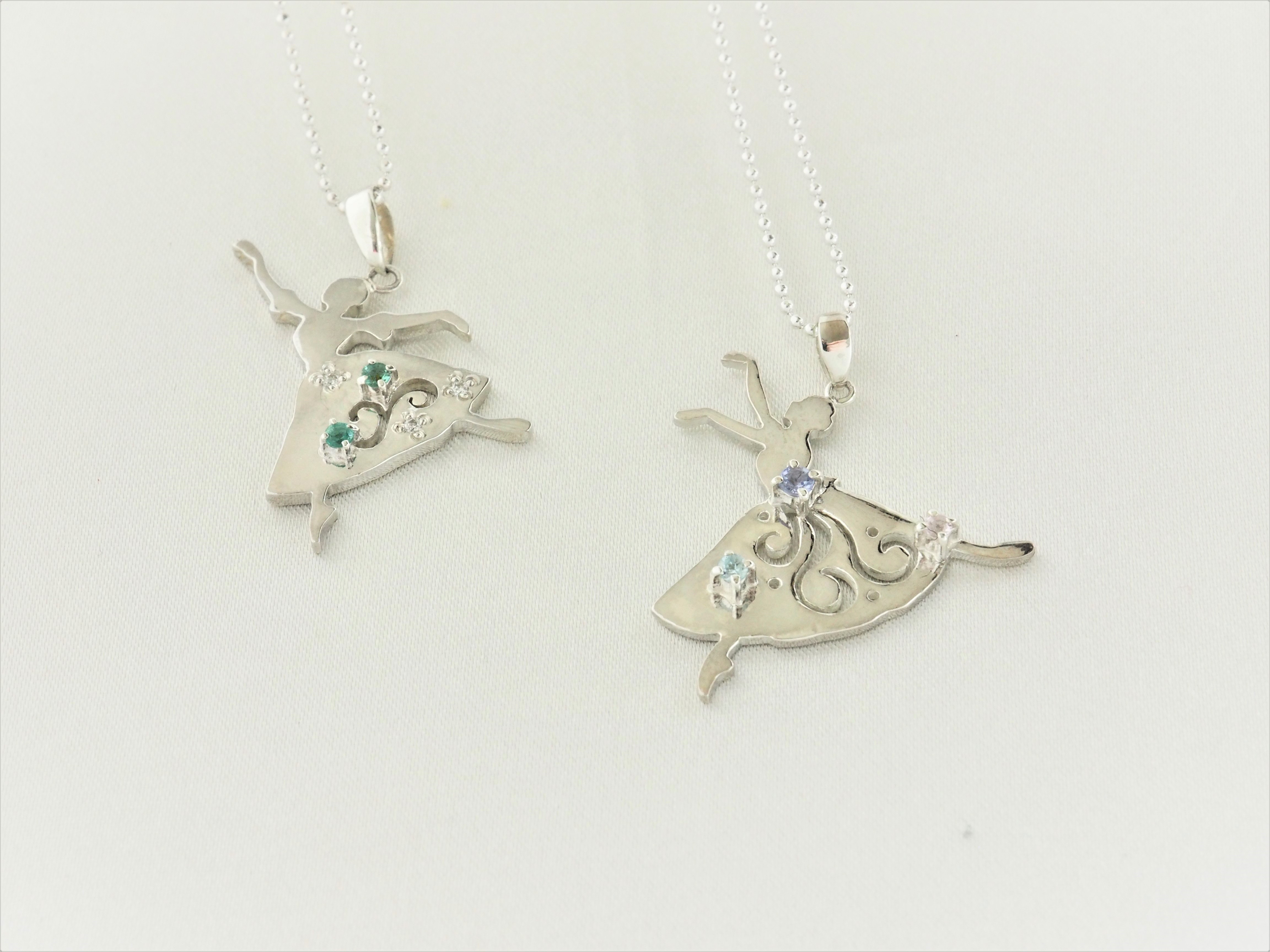 バレリーナ シルエット　ペンダント　バレエ「シルフィード」　　エメラルド　ダイヤモンド　SV950