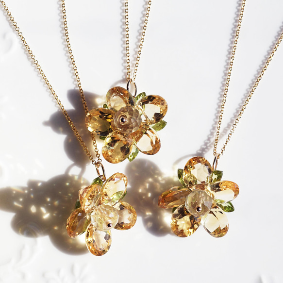 ☆ 45cm 黃水晶和橄欖石水仙花項鍊~ Daffodil 第8張的照片