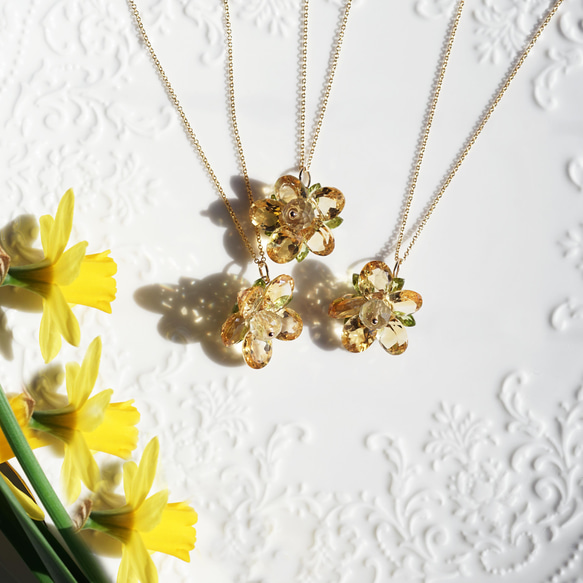 ☆ 45cm 黃水晶和橄欖石水仙花項鍊~ Daffodil 第7張的照片