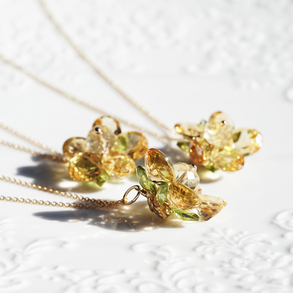 ☆ 45cm 黃水晶和橄欖石水仙花項鍊~ Daffodil 第6張的照片