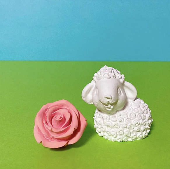 「薔薇＆羊ちゃん」　桜子アロマストーン 1枚目の画像