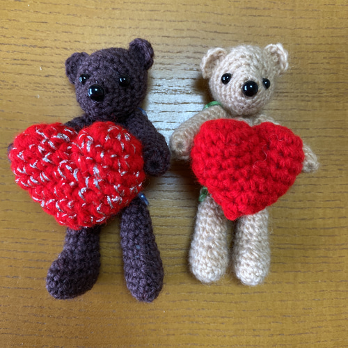 バレンタイン ハート届けるクマさん ペア あみぐるみ かおりん 通販