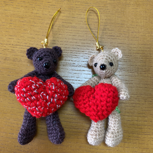 バレンタイン ハート届けるクマさん ペア あみぐるみ かおりん 通販