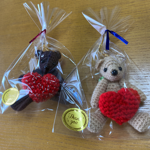 バレンタイン ハート届けるクマさん ペア あみぐるみ かおりん 通販