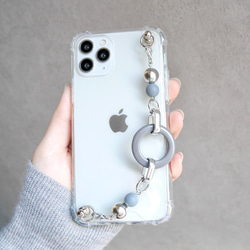 グレーフープのキーリングハンガー　スマホケース　iPhoneケース　全機種　スマホチェーン 1枚目の画像