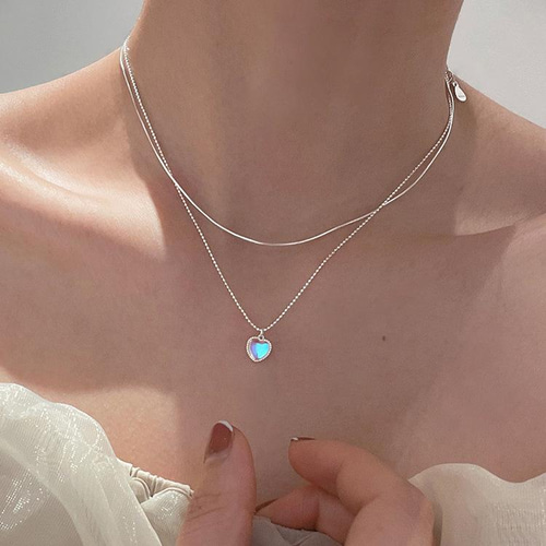 [ModernLike]シルバー天然原石ネックレスイヤリングセット★韓國 nature】レクタングル天然石ネックレス silver – h..Online Store