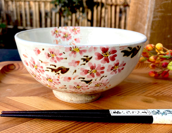 粉引き、桜柄飯碗 1枚目の画像