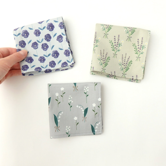 大人かわいいコットンハンカチの3枚ギフト 2枚目の画像
