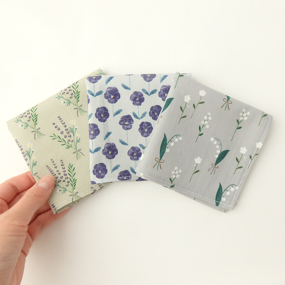 大人かわいいコットンハンカチの3枚ギフト 6枚目の画像