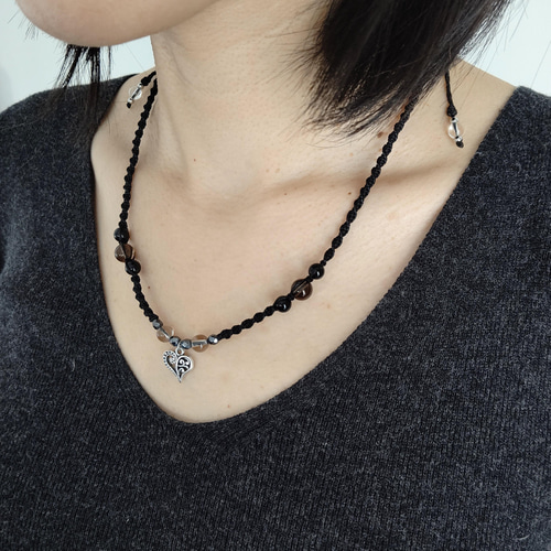 猪目のマクラメネックレス/チョーカー ブラック ネックレス