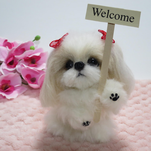 羊毛フェルト 犬 シーズー ウェルカムドール 置物 羊毛フェルト 羊毛フェルト 犬 シーズー ウェルカムドール 置物 羊毛フェルト